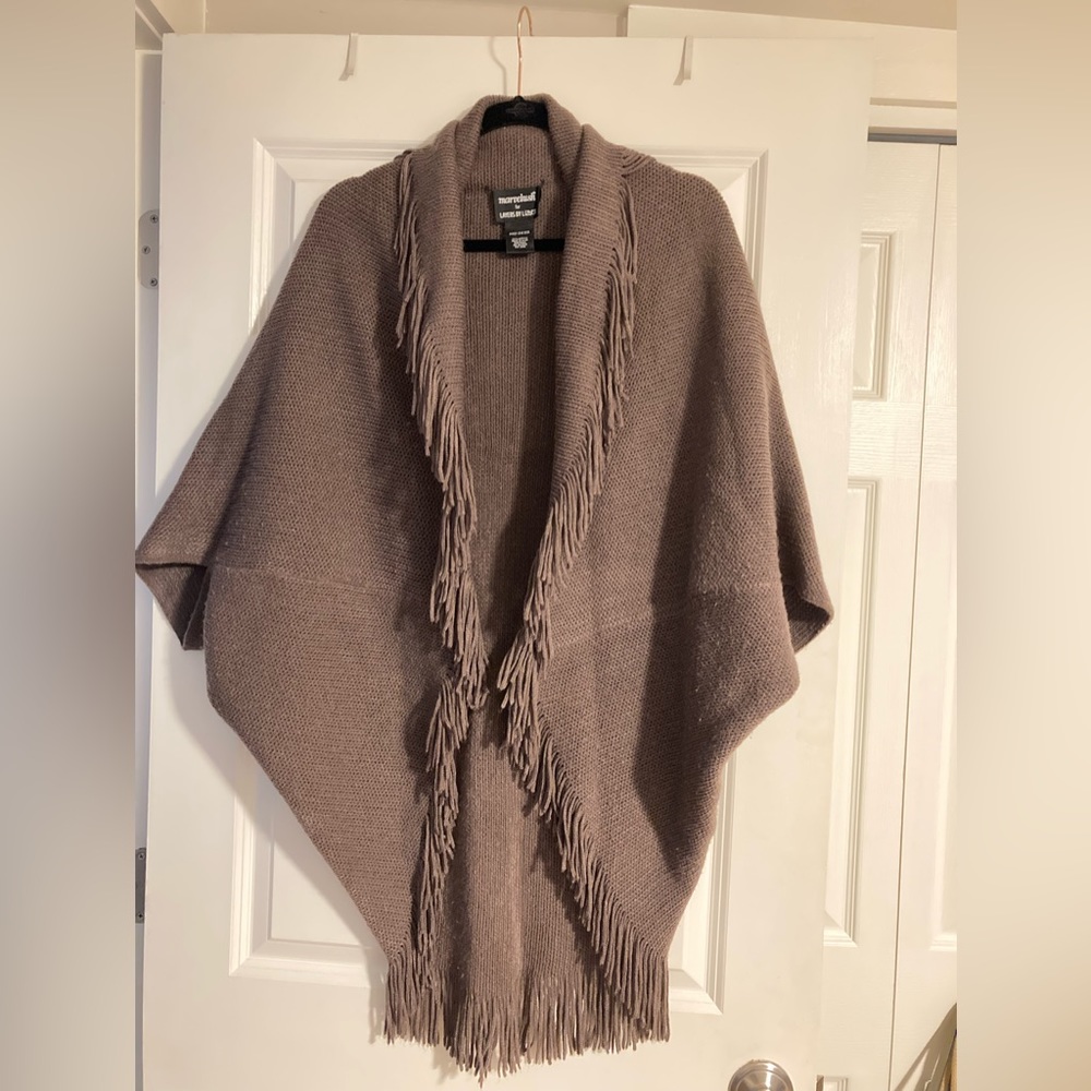 Marvelush for Layers by Lizden Brown Fringe Cardigan Sweater
